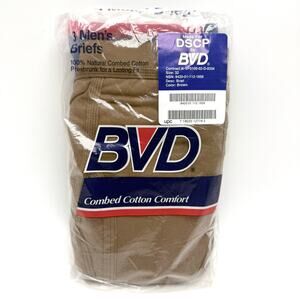 BVD Brown Combed Cotton Briefs Size 32 Military Issue DSCP Mens Underwear 3 Pack